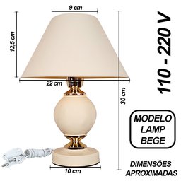 Abajur Moderno Decoração Quarto Sala Luminária Lamp Sand Bege - 3