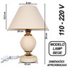 Abajur Moderno Decoração Quarto Sala Luminária Lamp Sand Bege - 3