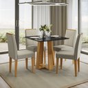 Ver imagem 1 de Conjunto Sala de Jantar Mesa 90cm Tampo Vidro/MDF Rubi com 4 Cadeiras Amanda