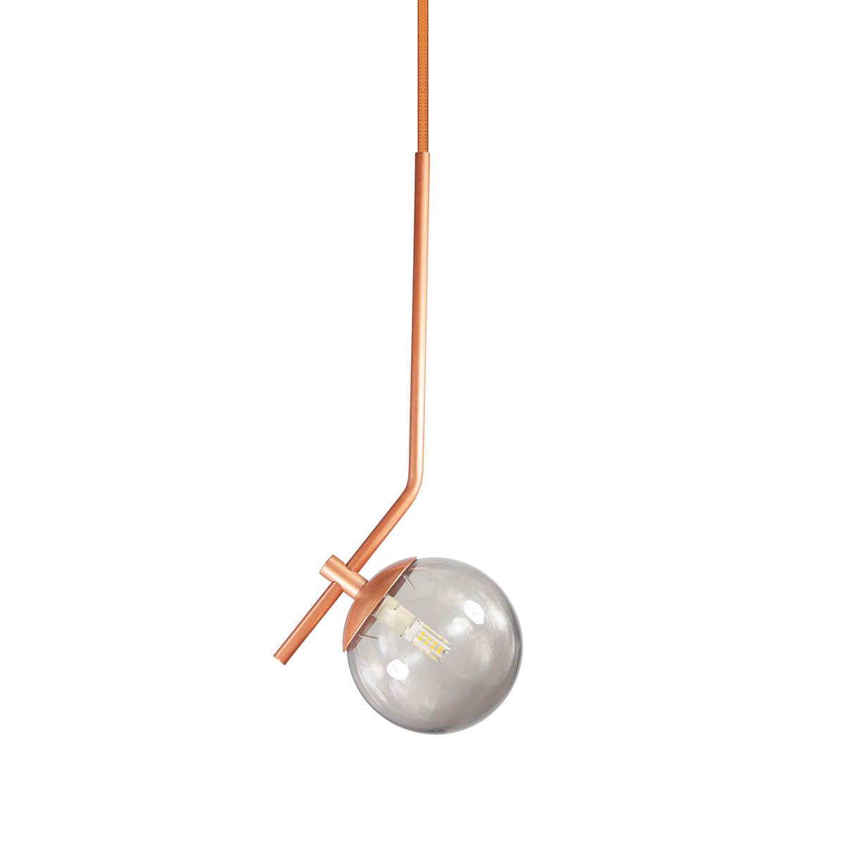 Lustre Pendente On Ly - Bronze com Globo de Vidro Fumê - 1