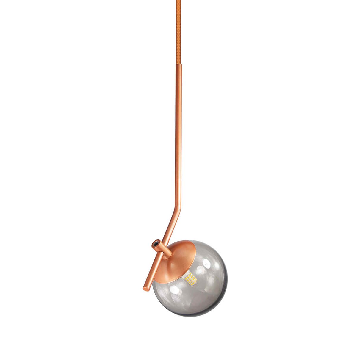 Lustre Pendente On Ly - Bronze com Globo de Vidro Fumê - 3