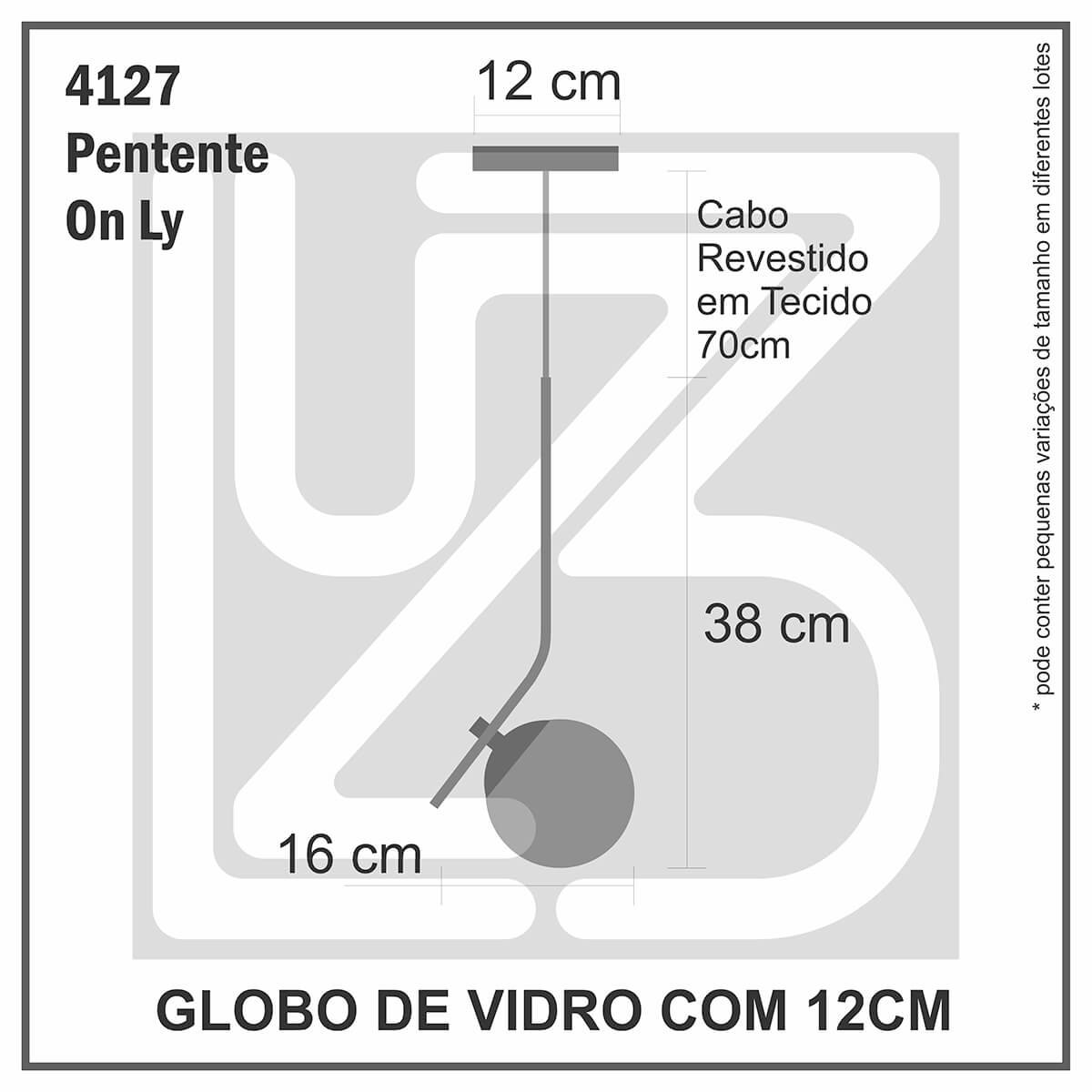 Lustre Pendente On Ly - Bronze com Globo de Vidro Fumê - 6