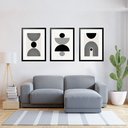 Ver imagem 2 de Kit 3 Quadros Grandes Abstratos Circulos Pretos 60x48cm:moldura Preta