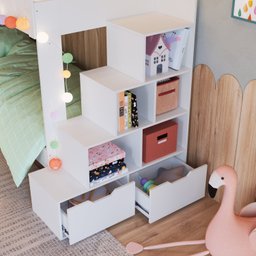 Treliche Infantil com Escada Nichos Gavetas Laterais e Cama Auxiliar - 6