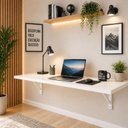 Ver imagem 2 de Mesa Suspensa em MDF Branco Estudos Home Office Computador 90 cm