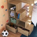Ver imagem 6 de Treliche Infantil com Escada Nichos Gavetas Laterais e Cama Auxiliar Marrom/Aveiro Oak