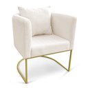Ver imagem 4 de Kit 01 Namoradeira 02 Lugares e 02 Poltronas Paola Linho Base Metálica Dourado - D’Rossi