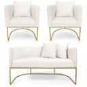 Ver imagem 1 de Kit 01 Namoradeira 02 Lugares e 02 Poltronas Paola Linho Base Metálica Dourado - D’Rossi