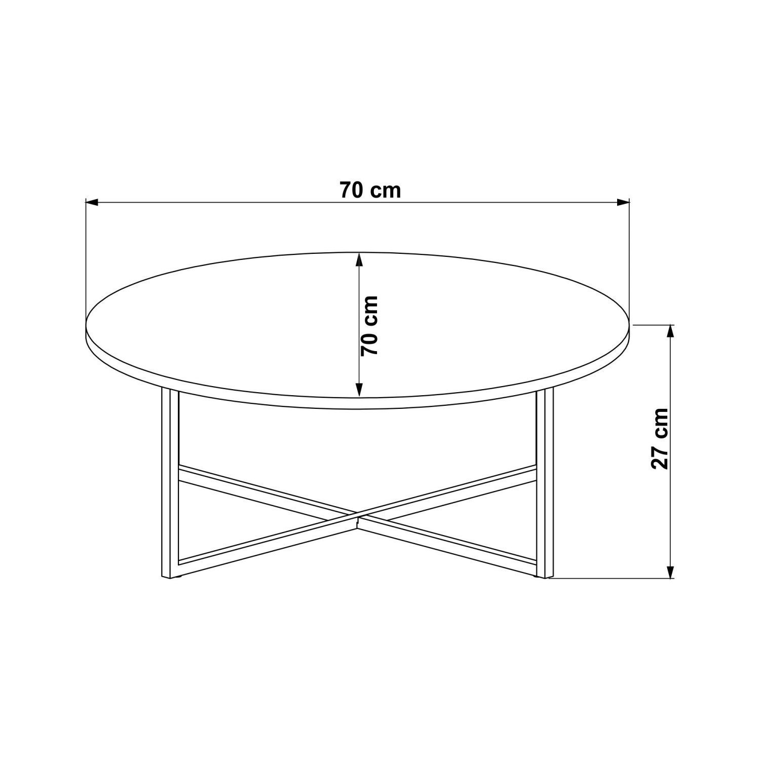 Mesa de Centro Redonda 70cm - 3