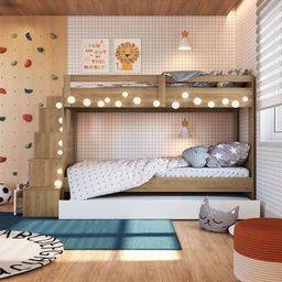 Treliche Infantil com Cama Auxiliar Escada Nichos e Gavetas Laterais - 5
