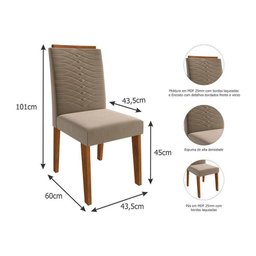 Cadeira Sala de Jantar Clarice Kit 2 Un Nature/Suede Chumbo - Cimol - 3