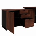 Ver imagem 6 de Mesa de Escritório Executiva com Armário Lateral e Caixa de Tomadas 3 Gavetas 200cm Corporate Louro Preto E Preto