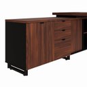 Ver imagem 5 de Mesa de Escritório Executiva com Armário Lateral e Caixa de Tomadas 3 Gavetas 200cm Corporate Louro Preto E Preto