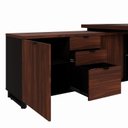 Ver imagem 6 de Mesa de Escritório Executiva com Armário Lateral e Caixa de Tomadas 3 Gavetas 200cm Corporate Louro