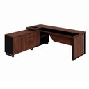 Ver imagem 2 de Mesa de Escritório Executiva com Armário Lateral e Caixa de Tomadas 3 Gavetas 200cm Corporate Louro Preto E Preto