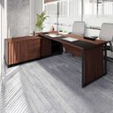 Ver imagem 1 de Mesa de Escritório Executiva com Armário Lateral e Caixa de Tomadas 3 Gavetas 200cm Corporate Louro