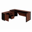 Ver imagem 4 de Mesa de Escritório Executiva com Armário Lateral e Caixa de Tomadas 3 Gavetas 200cm Corporate Louro Preto E Preto