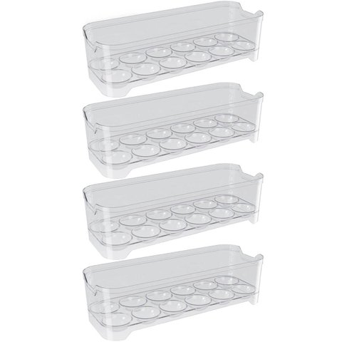 Kit 4 Organizadores de Geladeira Porta Ovos 12un 28x10x7,5cm Restaurantes Lancherias Uz
