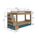 Ver imagem 4 de Treliche Infantil com Cama Auxiliar Escada Nichos e Gavetas Laterais Marrom/Aveiro Oak/Azul Secreto