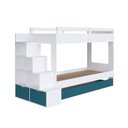Ver imagem 3 de Treliche Infantil com Cama Auxiliar Escada Nichos e Gavetas Laterais Branco/Azul Secreto