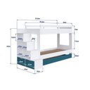 Ver imagem 4 de Treliche Infantil com Cama Auxiliar Escada Nichos e Gavetas Laterais Branco/Azul Secreto