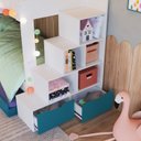 Ver imagem 6 de Treliche Infantil com Cama Auxiliar Escada Nichos e Gavetas Laterais Branco/Azul Secreto