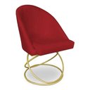 Ver imagem 2 de Cadeira de Jantar Luxo Base de Metal Dourado Sala Esritório Recepção Suede Veludo Vermelho do Lar