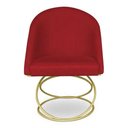 Ver imagem 1 de Cadeira de Jantar Luxo Base de Metal Dourado Sala Esritório Recepção Suede Veludo Vermelho do Lar