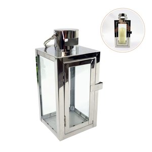 Lanterna Marroquina Decorativa Prata Inox 22x10cm