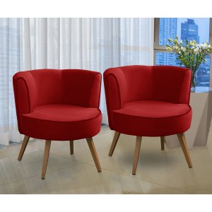 Kit 2 Poltronas Para Sala Decorativa Isadora Suede Vermelho Madelina Decor