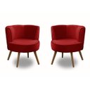 Ver imagem 2 de Kit 2 Poltronas Para Sala Decorativa Isadora Suede Vermelho Madelina Decor