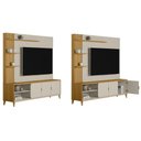 Ver imagem 3 de Estante P- Sala até 70 Pol Napoli C- 3 Portas 4 Prateleiras e Led 193x200cm Tauari-off White Fosco
