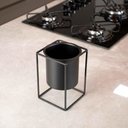 Ver imagem 5 de Vaso Preto Com Suporte Em Metal 16x11cm
