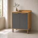 Ver imagem 1 de Balcão de Cozinha 2 Portas 100% MDF 80cm Móveis Riodoce Malta Cinza/Amêndoa/Platina Espresso Móveis