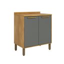Ver imagem 2 de Balcão de Cozinha 2 Portas 100% MDF 80cm Móveis Riodoce Malta Cinza/Amêndoa/Platina Espresso Móveis