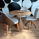 Ver imagem 2 de Mesa de Jantar Cone Redonda Masp 90 Cm Tampo Freijó Base Freijó Personal Decor Branco