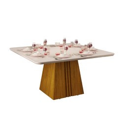 Mesa Itália 136x136cm para 8 Lugares com Tampo Chanfrado Curvo Dj Móveis - 1 Mesa Itália 136x136cm para 8 Lugares com Tampo Chanfrado Curvo Dj Móveis - 1