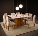 Ver imagem 2 de Mesa Itália 136x136cm para 8 Lugares com Tampo Chanfrado Curvo Dj Móveis
