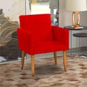 Ver imagem 1 de Poltrona Decorativa para Sala Nina Suede Cores Pé Palito Castanho - Vermelho, Suede