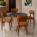Ver imagem 1 de Kit Mesa Preta 90cm & 4 Cadeiras Estofadas Durango Design Elegante