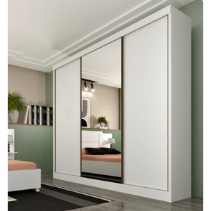 Guarda Roupa Casal 3 Portas de Correr com Espelho Dacar - Tcil Móveis - Neve