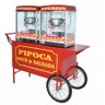 Carrinho de pipoca retrô com 2 maquinas pipoqueiras elétrica juntas - Modelo 4285 Vermelho Pipocar 4 - 2
