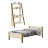 Conjunto Quarto Cama Solteiro e Escrivaninha/ Estante Simba com Pés em Madeira - Reller - 2
