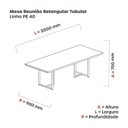 Ver imagem 2 de Mesa de Reunião Retangular com Power Box 200cm PE40 Cinza/Grafito