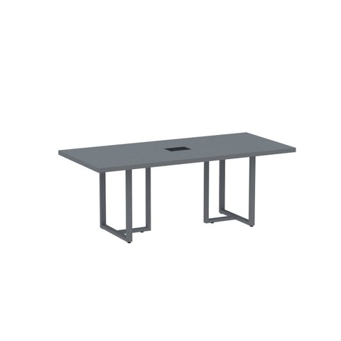 Mesa de Reunião Retangular com Power Box 200cm PE40 Cinza/Grafito