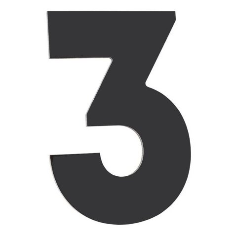 Número Residencial de Alumínio Composto Preto Nº 3 - PR3000/3 - PINCEIS ATLAS Número Residencial de 