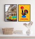 Ver imagem 2 de Kit 2 Quadros Portugal- Galo Barcelos e Bondinho 33x24cm:madeira Preta