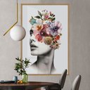 Ver imagem 3 de Quadro Decorativo Coleção Florais - Mulher Floral Cor:moldura Freijo;título:60x90 sem Vidro Acrílico