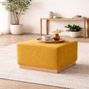 Ver imagem 2 de Puff para Sala de Estar Linho 47x50cm Leti Amarelo
