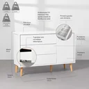 Ver imagem 5 de Kit Quarto Theo com Pés Retrô Natural - Berço + Cômoda 3 Gavetas e 1 Porta + Poltrona de Amamentação